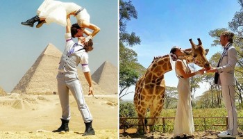 כך נראות תמונות החתונה המופלאות של זוג שהתחתן 38 פעמים במקומות הקסומים ביותר בעולם