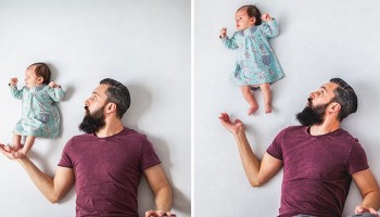 אב ובתו הצטלמו לסדרת תמונות סוריאליסטית ומקסימה ללא שימוש פוטושופ