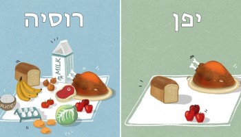 14 איורים שמדגימים כמה אוכל תוכלו לרכוש ב-80 ש"ח במדינות שונות מסביב לעולם