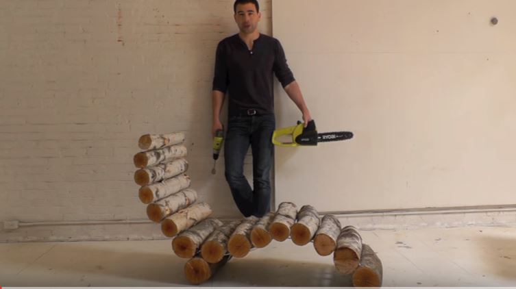 עשה זאת בעצמך - כיסא עשוי בולי עץ