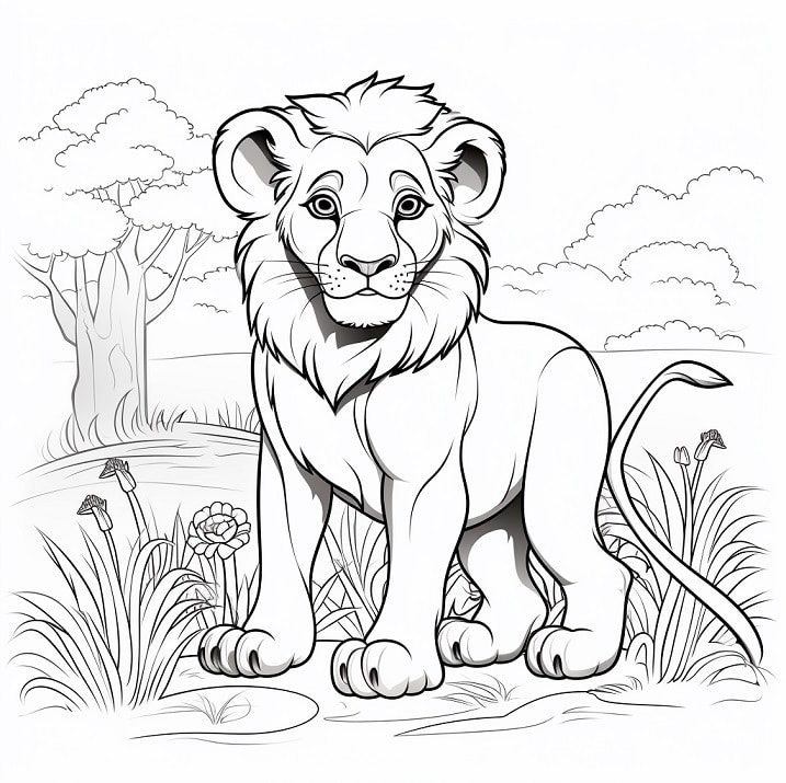 ציורים חמודים של חיות - אריה 2