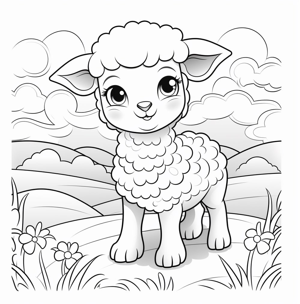 ציורים חמודים של חיות - כבשה